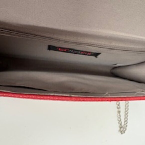 JUSTFAB RED FAUX LEATHER BAG W/SQUARE STUDS DETAIL - Picture 6 of 7